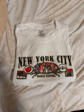 Hanes White New York City Graphic Tee with Red and Gold Accents